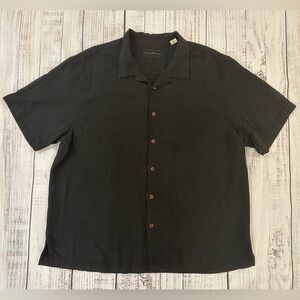 Tommy Bahama Shirt Mens 2XB Black Palm Leaf Floral Original Fit 100%  Silk